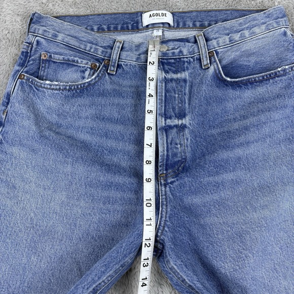 AGOLDE 90s Crop Jeans Womens 29 High Rise Organic Denim Y2K Button Fly Raw Hem - Picture 12 of 16